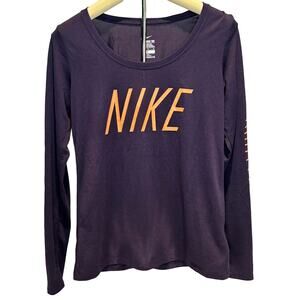 Women's Nike Dri-Fit Long Sleeved Scoop Neck T-Shirt Purple Peach Size Medium